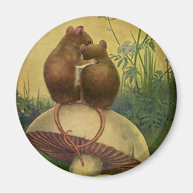 Vintage Tiere, Liebe und romanische Feldmäuse Magnet (Vorne)