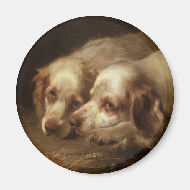 Vintage Tiere, Niedliche Haustiere Hunde Magnet (Vorne)