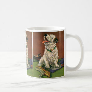 Vintage Tiere, Niedliche Welpenkauen Kaffeetasse