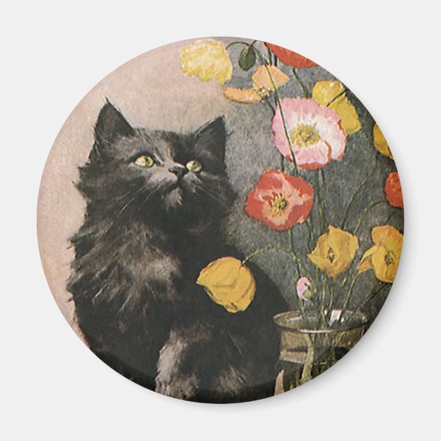 Vintage Tiere, niedliches viktorianisches Kätzchen Magnet (Vorne)