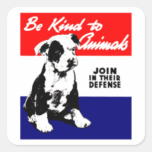 Vintage-Tierfreundlichkeitsposter Quadratischer Aufkleber