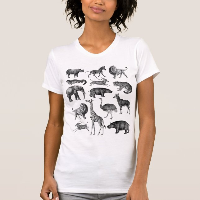 Vintage TierSafari-Illustration T-Shirt (Vorderseite)