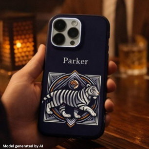 Vintage Tiger Navy Blau iPhone 16 Pro Hülle
