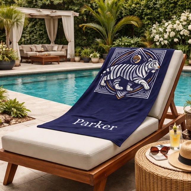 Vintage Tiger Navy Blau Strandtuch (Von Creator hochgeladen)