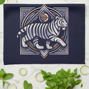 Vintage Tiger Navyblau Geschirrtuch