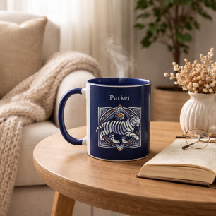 Vintage Tiger Navyblau Tasse