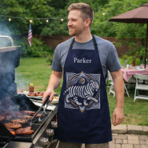 Vintage-Tiger-Schürze in Navyblau