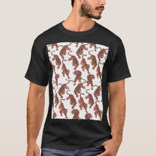 Vintage Tiger, von Hand gezeichnet nahtloses Muste T-Shirt