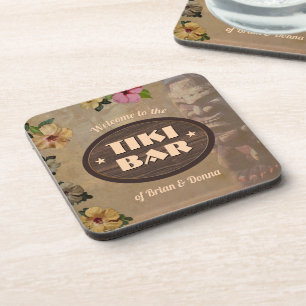 Vintage Tiki-Bar mit Ihrem Namen Getränkeuntersetzer