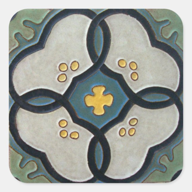 Vintage Tile Quadratischer Aufkleber (Vorderseite)
