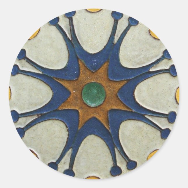 Vintage Tile Runder Aufkleber (Vorderseite)