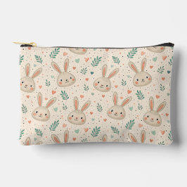 Vintage Tiny Bunny Faces with Roses Pattern Zubehörtasche