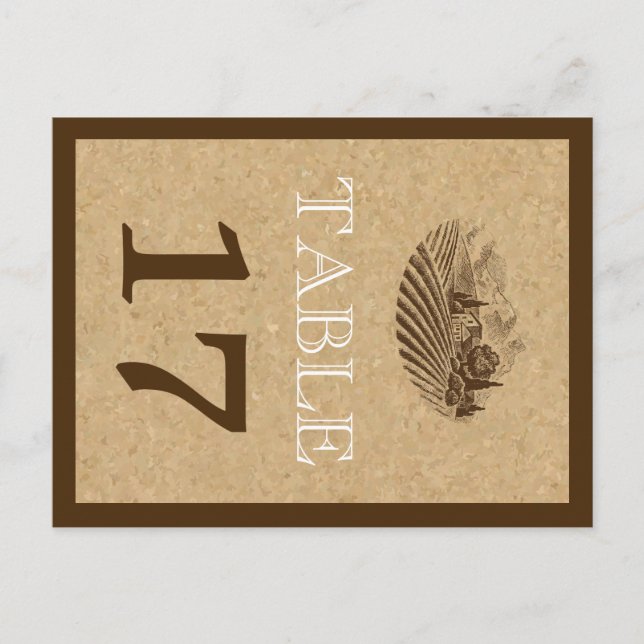 Vintage Tischnummer der Weinberge und der Korkhoch (Vorderseite)