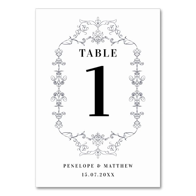 Vintage Tischnummer zur Blumenzzierung (Vorderseite)