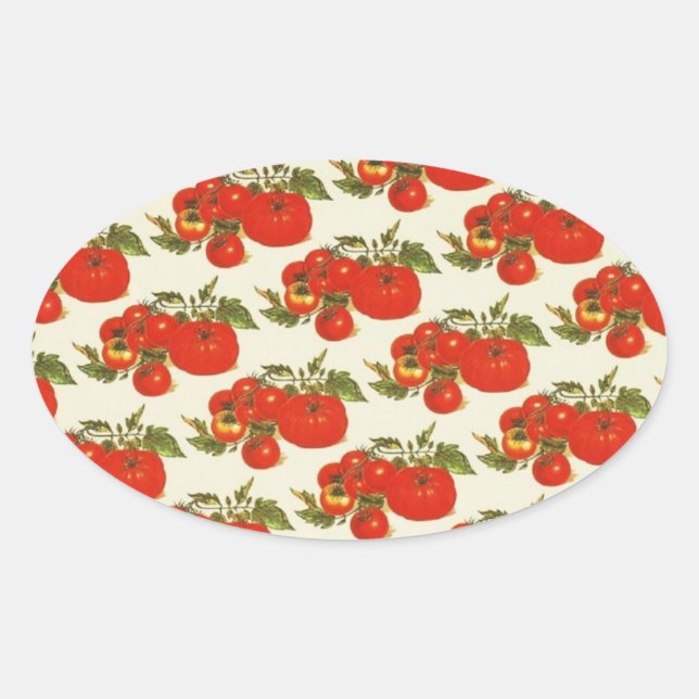Vintage Tomaten Ovaler Aufkleber (Vorderseite)