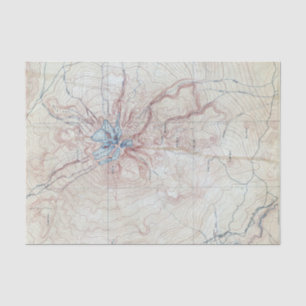 Vintage-Topografische Karte von Mount Shasta Seidenpapier