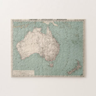Vintage Topographische Karte Australiens (1868)
