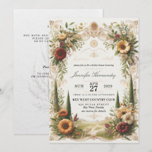Vintage-Toskana-Blumen-Brautparty Einladung