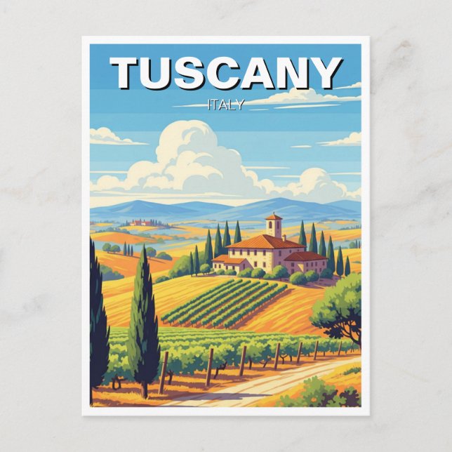 Vintage Toskana Italienische Villa Postkarte (Vorderseite)
