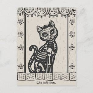 Vintage-Totenkattenskelett Postkarte