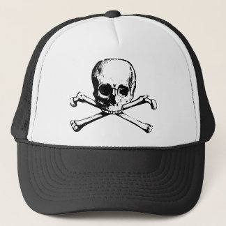 Vintage-Totenkopf und Kreuzknochen Truckerkappe