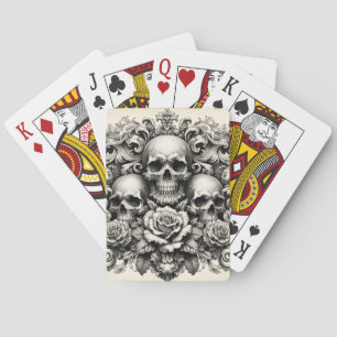 Vintage Totenköpfe und Rosen Spielkarten