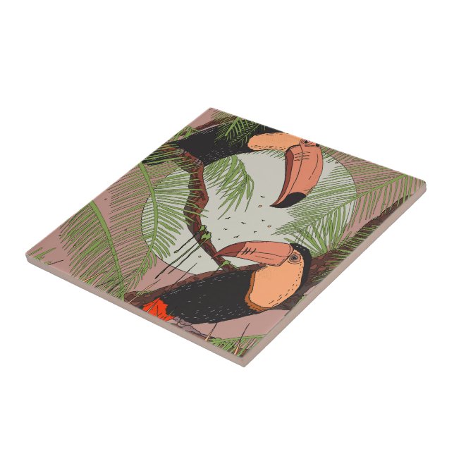 Vintage Toucans Fliese (Seite)