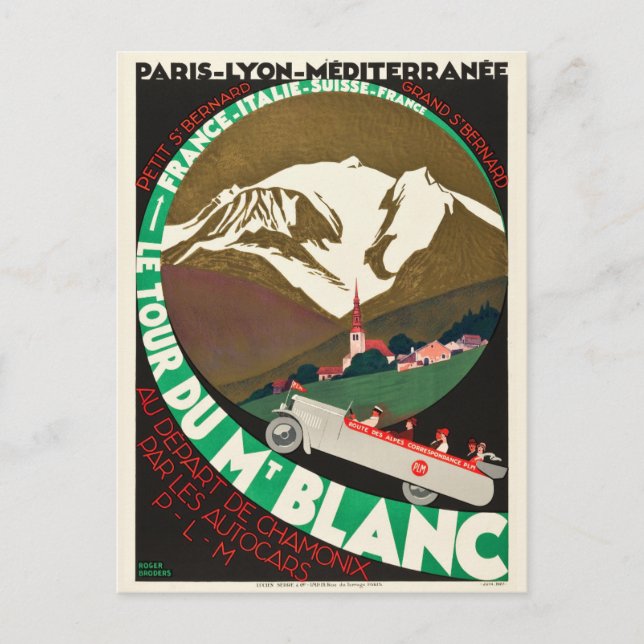 Vintage Tour du Mont Blanc Postkarte (Vorderseite)