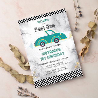 Vintage Track Speed Sportwagen Geburtstag Einladung