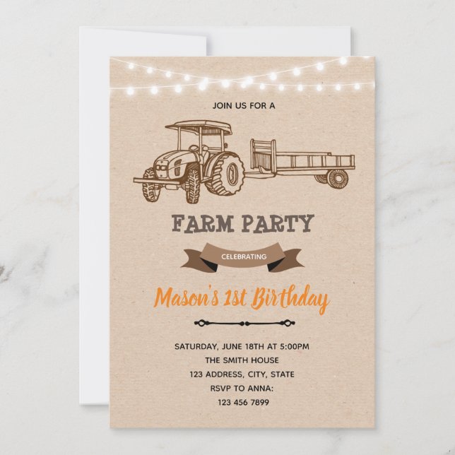 Vintage tracteur ferme baryard Invitation (Devant)