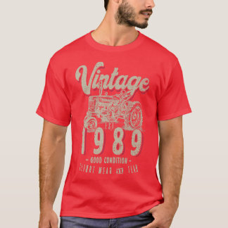 Vintage Tractor Farmer Birthday Born In 1989 & Est T-Shirt