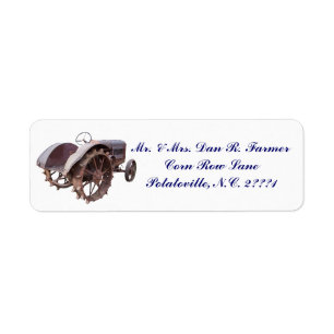 VINTAGE TRACTOR-RÜCKSENDEADRESSEN-AUFKLEBER