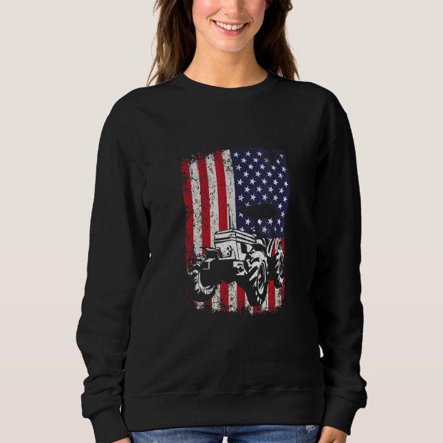Vintage Tractors     Farming   Farmers USA Flag Sweatshirt (Vorderseite)