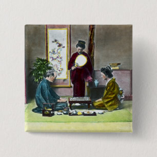 Vintage traditionelles japanisches Mahjong 麻雀 Button