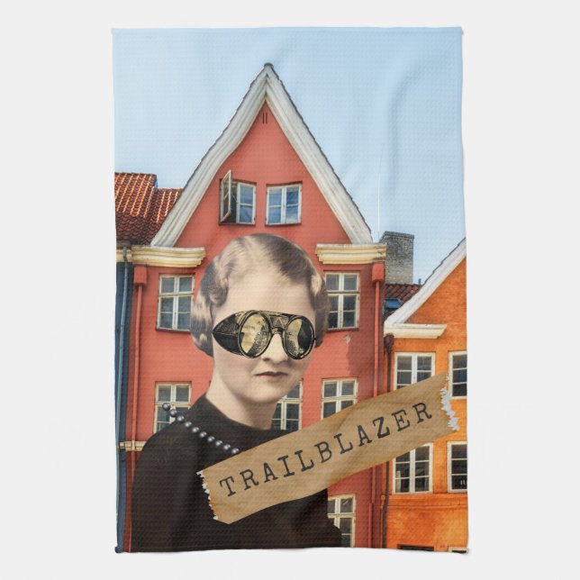 Vintage Trailblazer Kitsch Alterte Kunst Geschirrtuch (Vertikal)