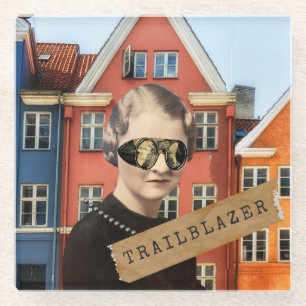 Vintage Trailblazer Kitsch Alterte Kunst Glasuntersetzer