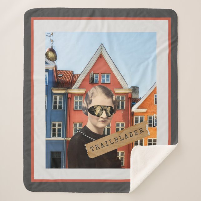 Vintage Trailblazer Kitsch Alterte Kunst Sherpadecke (Vorderseite)