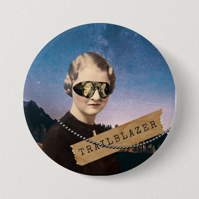 Vintage Trailblazer Night Sky Pop Art Button (Vorderseite)