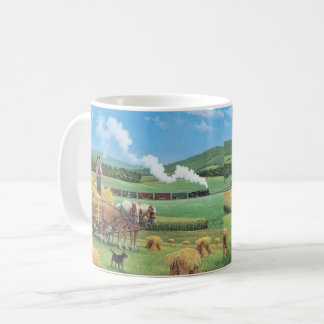 Vintage train à vapeur paysage tasse