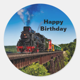 Vintage Train Bridge Foto Birthday Runder Aufkleber
