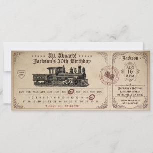 Vintage Train Ticket Birthday Invitation Einladung