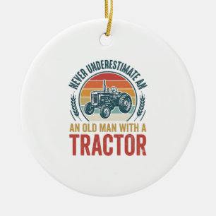 Vintage-Traktor-Alter-Mann-Zitat-Shirt-Design_1 Keramik Ornament