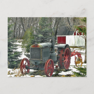 Vintage-Traktor Postkarte