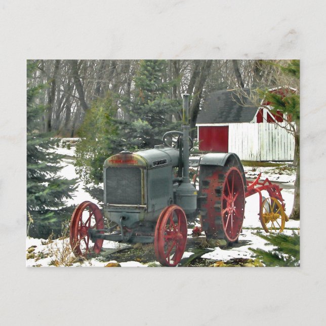 Vintage-Traktor Postkarte (Vorderseite)