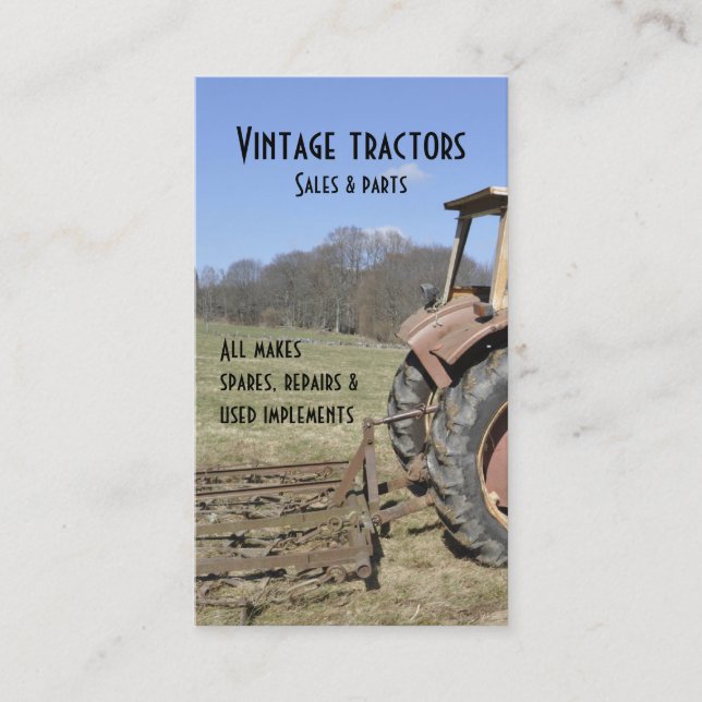 Vintage Traktorgeschäftskarte Visitenkarte (Vorderseite)