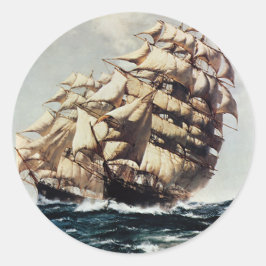 Vintage Transporation, Clipper Ships in rauen Meer Runder Aufkleber