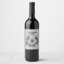 Vintage Trauben und Schwarz-weiße Reben Monogramm 