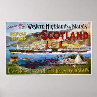 Vintage Travel Advert for Scotland 1890er Poster