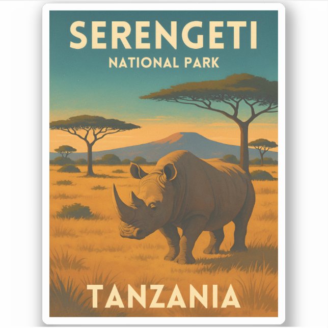 Vintage Travel Africa Serengeti National Park Aufkleber (Vorderseite)