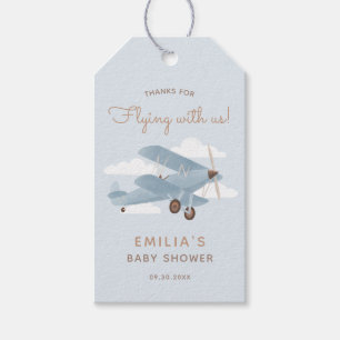 Vintage Travel Airplane Boy Baby Shower Tags Geschenkanhänger